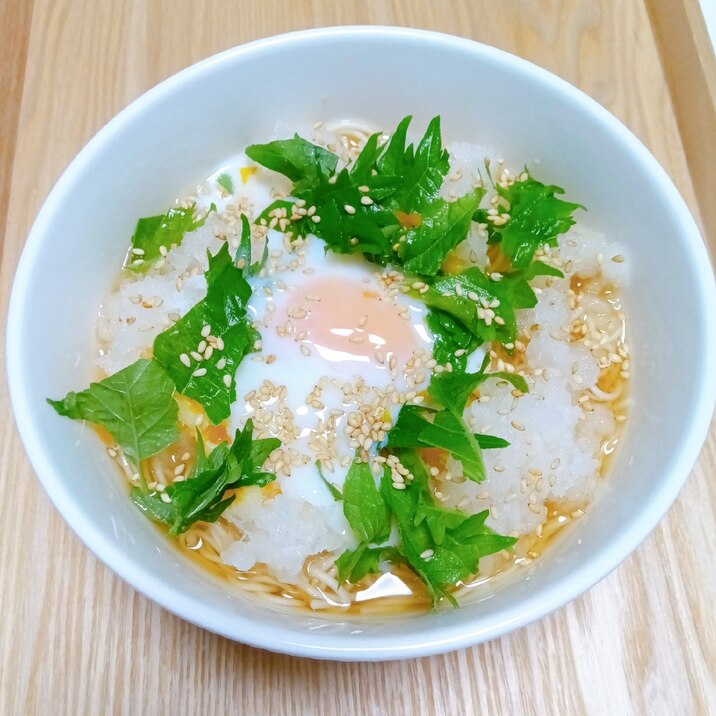 大根おろし温卵そうめん